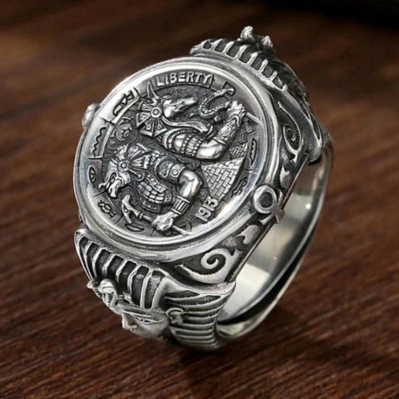[X C Perhiasan] Hip Hop Rock Retro Pria Fashion Tengkorak Cincin Pesta Perhiasan Aksesoris