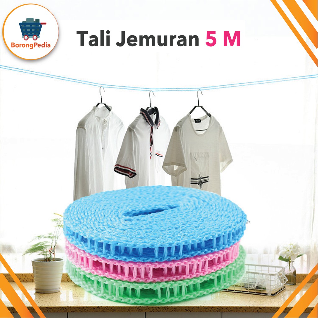 Tali Gantungan Jemuran 5 Meter / Tali Jemuran Baju Praktis