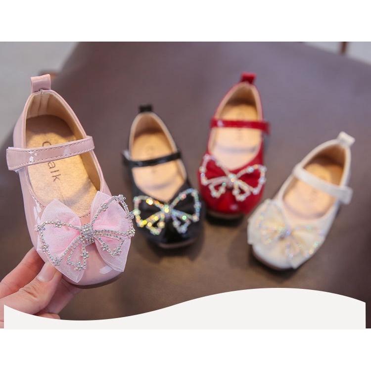 SH28-Sepatu Pesta Anak Perempuan Tile Princess Bow