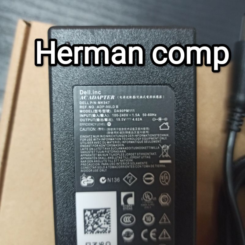 Original Adaptor/Charger Dell DA90PM111 19.5V 4.62A Dc 7.4*5.0mm 90Watt