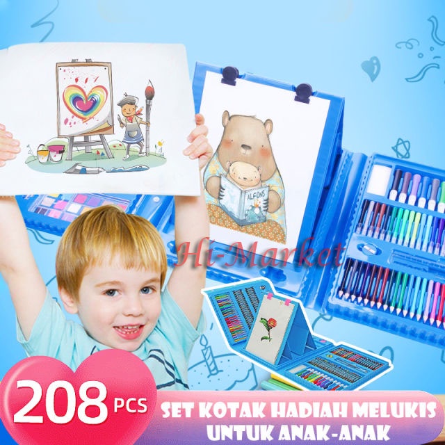 VIRAL Crayon Set Pensil Warna 208pcs/150pcs Alat Menggambar Melukis Anak-Anak