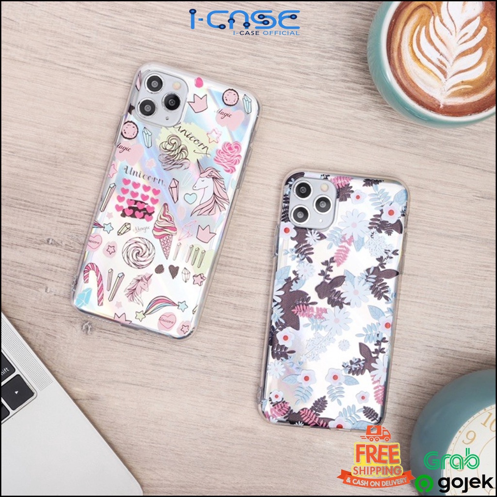 Unicorn Hologram PAPER LASER CARD CASE FOR IPHONE REALME VIVO 6 7 8 X XS 11 PRO MAX Y91 Y93 -