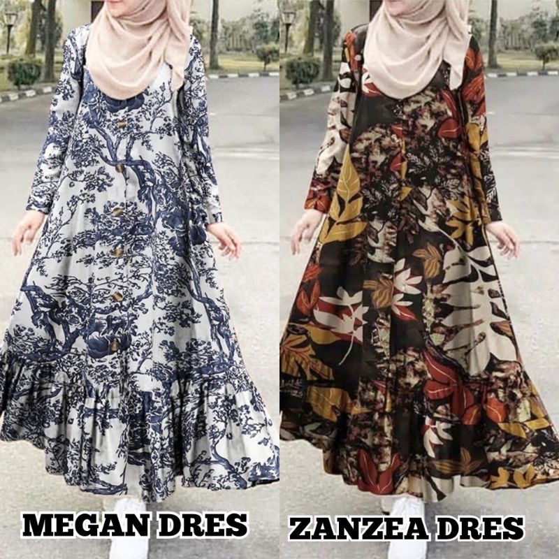 Zanzea Dress Lorea Dress Motif Semi Casual Fashion Muslimah