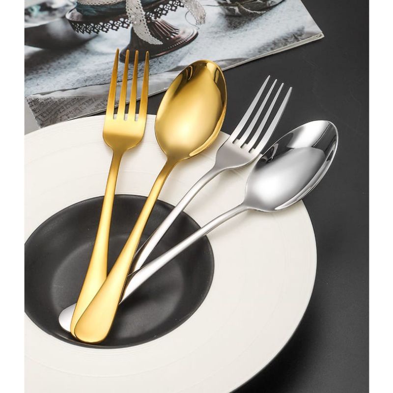 Alat Makan Korea Sujeo - Alat Makan Korea Stainless Steel Tebal - Sendok dan Garpu Makan Ala Korea - Peralatan Makan Korea - Sendok Korea - Sendok Makan - Korean Cutlery