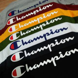  Kaos  Champion  Script Tee Sablon 100 ORIGINAL Shopee 