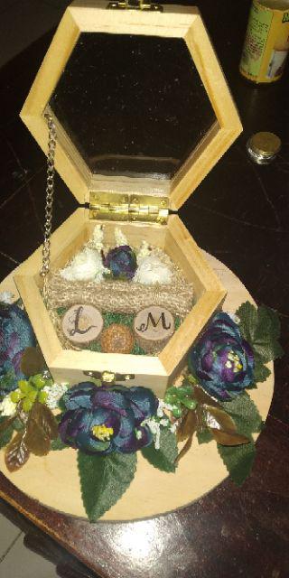 Ring Box, Kotak Cincin, Kotak Seserahan, Ring Bearer - Rustic Dengan/tanpa Inisial.
