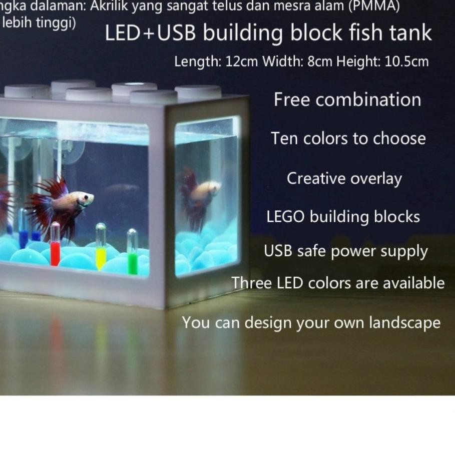 ❆ Aquarium / Aquarium Cupang / Aquarium Mini LED USB / Lego ☚