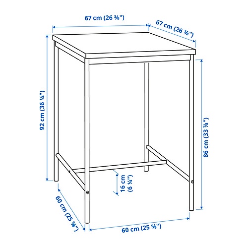 SANDSBERG Meja bar, hitam, 67x67 cm