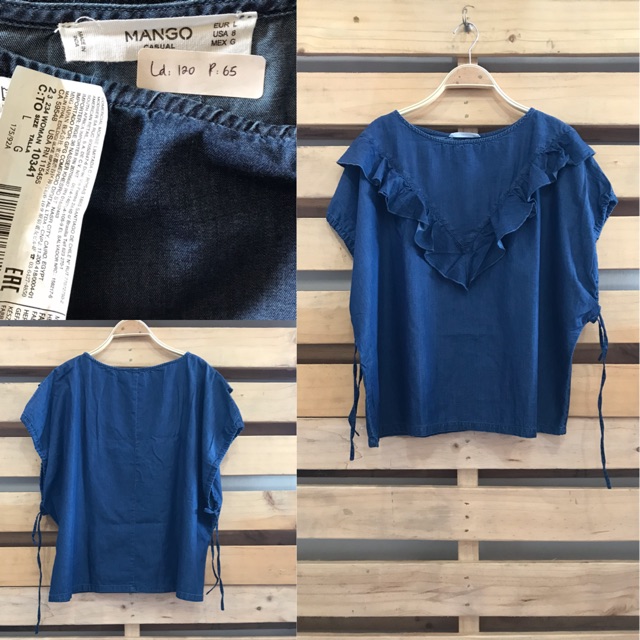 Mango denim ruffle top