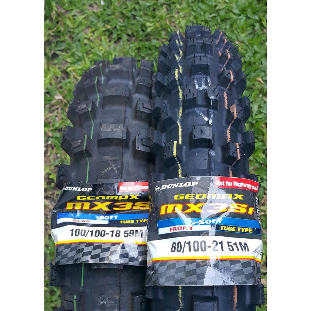 Paket Ban cross Dunlop GEOMAX MX3S Competition 100 100 ring 18 sama 80 100 ring 21