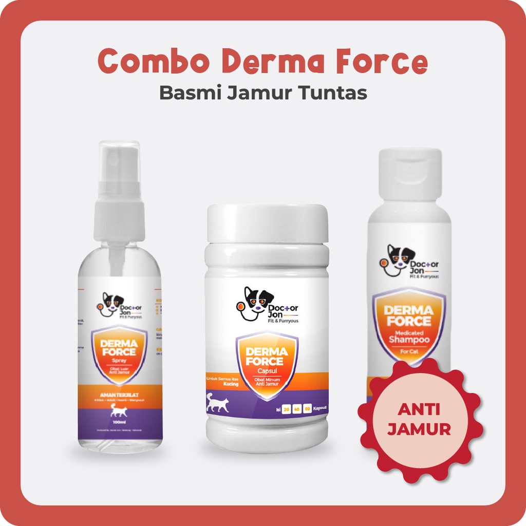 Paket Combo Hemat Anti Jamur Kucing / Doctor Jon Derma Force