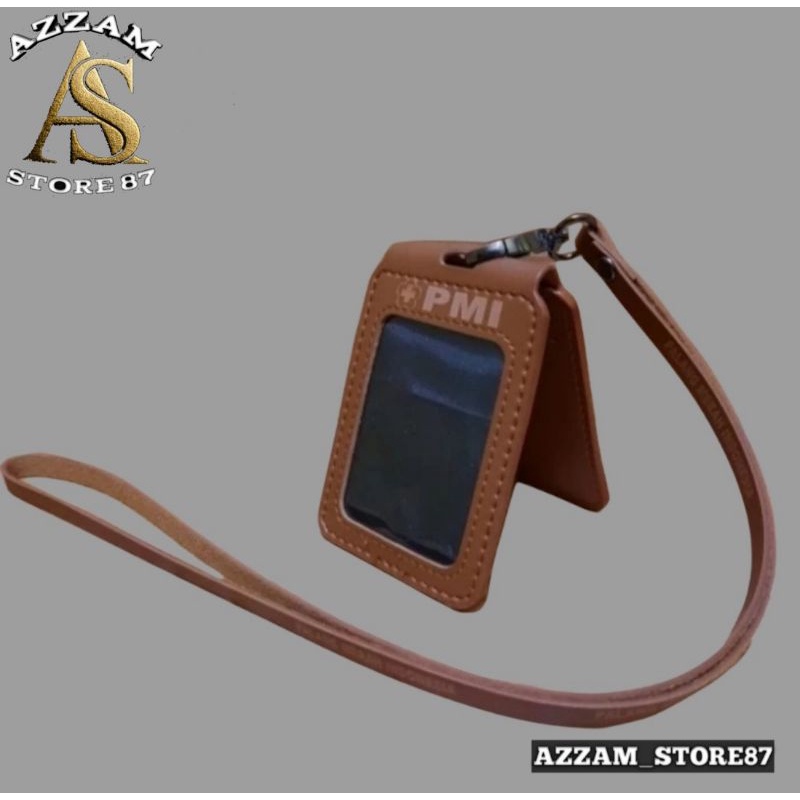 

Holder ID Card Kulit - Tali Lanyard Nametag Lipat PMI