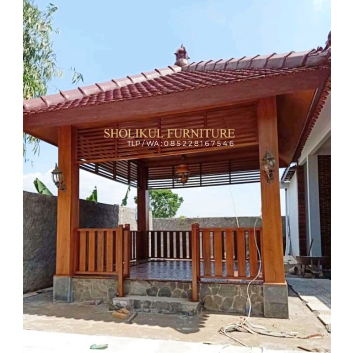 Harga Gazebo Tanpa Lantai 3m x 3m Kayu jati Tiyang Mantap