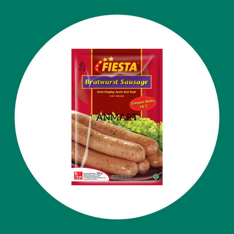 

ANMART | 300gr Bratwurst Sausage / Sosis isi 5 Fiesta | Frozen Food | Sayur Online