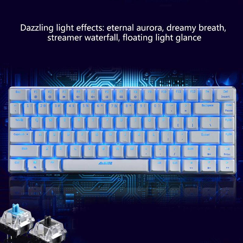 Cre Ajazz Ak33 Keyboard Gaming Mekanik 82 Tombol Bahasa Rusia / Inggris Dengan Backlight Rgb