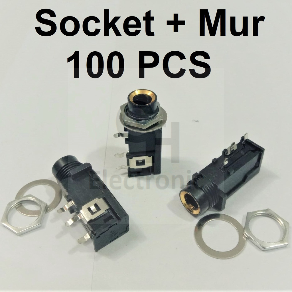 (100 Pcs) Socket Mic Mono -  mixer kecil - Soket akai mono 3 Pin - Gold