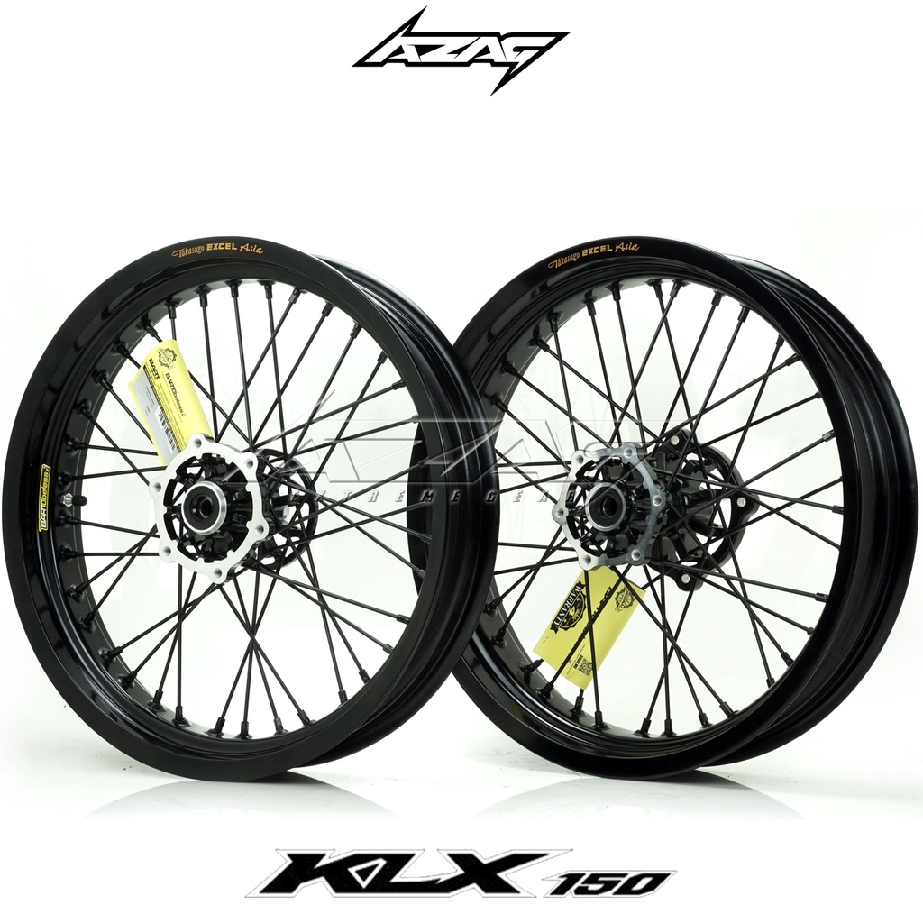 VELG SET SUPERMOTO KLX CRF WR EXCEL TAKASAGO BARTUBELESS BLACK