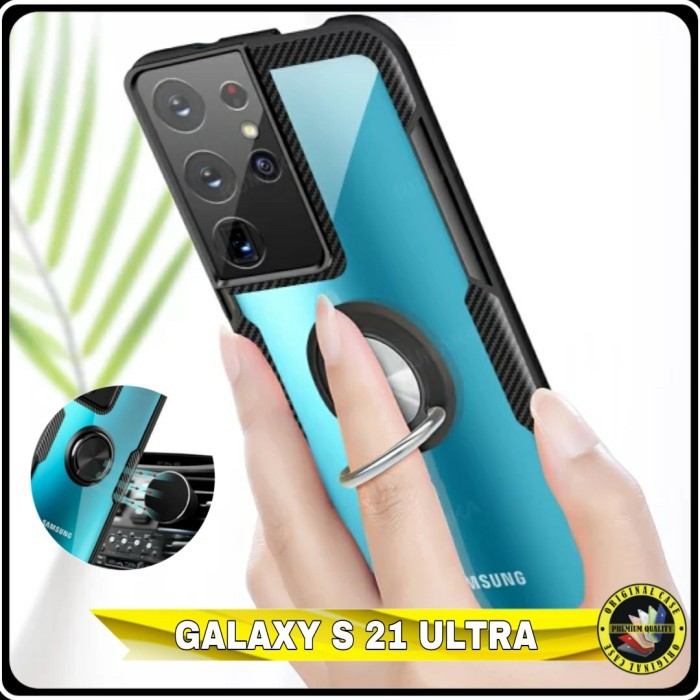 Casing Samsung Galaxy S 21 Ultra Hardcase Iring Magnetic Holder