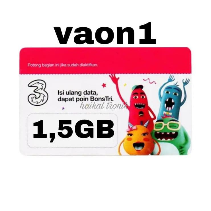 Voucher kuota data TRI 1,5GB 30 Hari