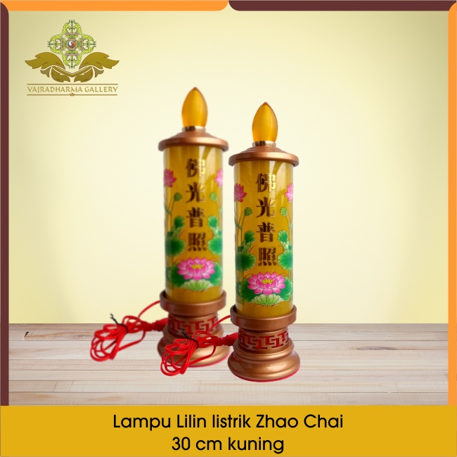 Lampu Lilin Puja Sembahyang Listrik Elektrik Zhao Chai 30cm Kuning