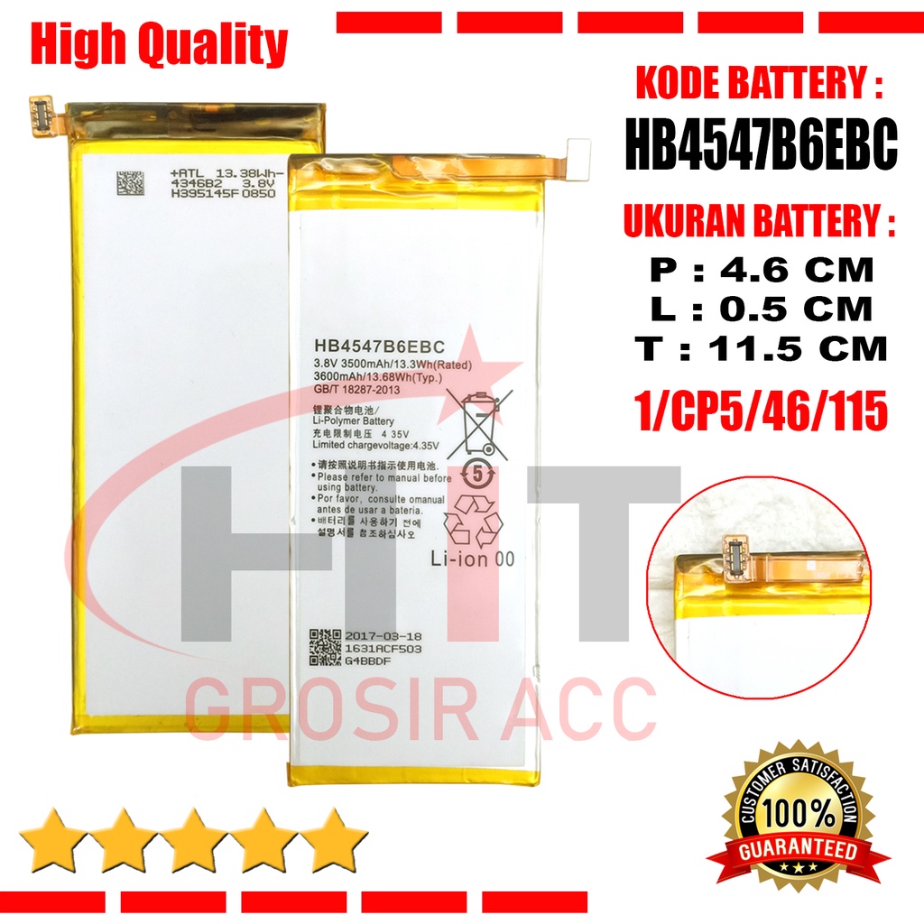 Baterai Battery For Huawei Honor 6 Plus HB4547B6EBC PE-TL20 PE-TL10 PE-CL00 PE-UL00