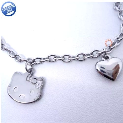 Lovelybutik - Gelang Titanium Anti Karat / Big Cutie Gelang Tangan Titanium Ukuran 18 cm / Gelang Tangan Wanita Titanium / Gelang Titanium Wanita Silver