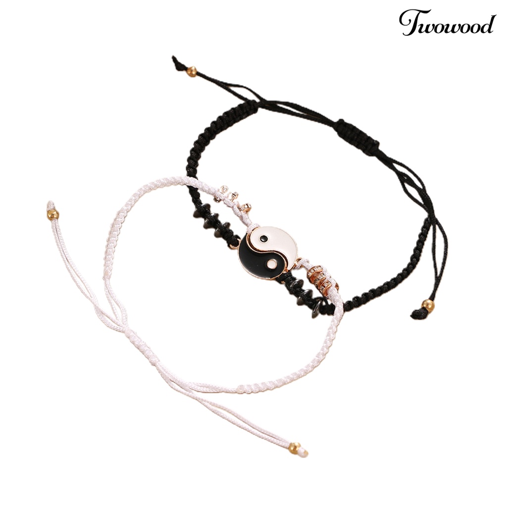 2pcs Gelang Liontin Adjustable Bahan Alloy Anti Karat Untuk Wanita