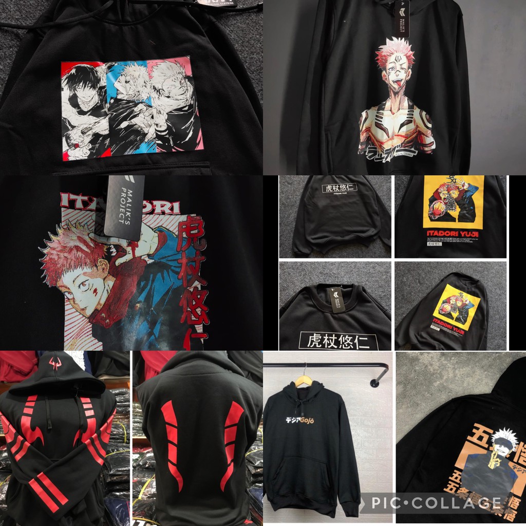 Jaket JUJUTSU KAISEN Hoodie Sweater Yuji Itadori Sukuna Satoru Gojo ANIME TERBARU HITS