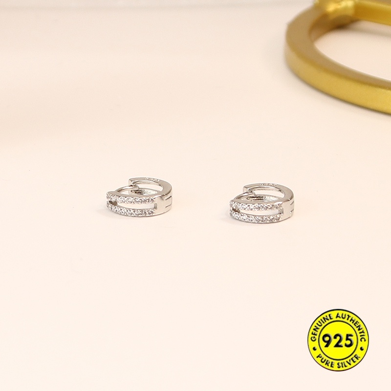 Anting Lapis Ganda Bahan S925 Silver Gold 18k Gaya Korea Untuk Wanita