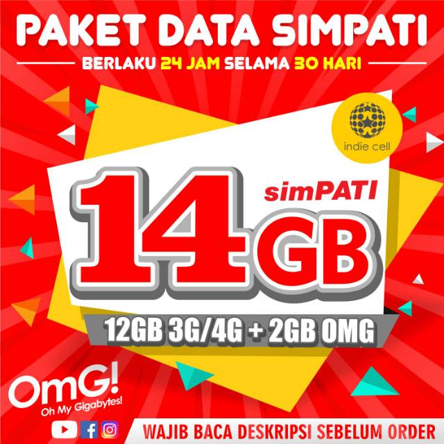 Paket Data Telkomsel Simpati 14gb 12gb 3g 4g 2gb Omg 24 Jam 30 Hari Shopee Indonesia