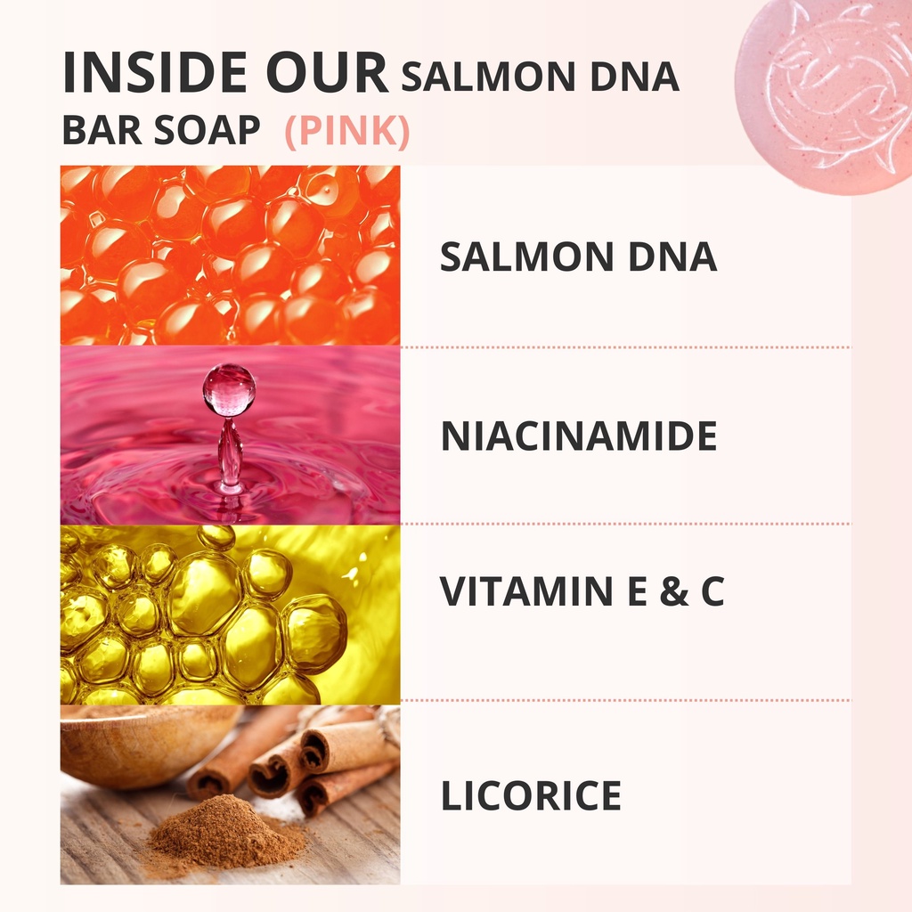 Lauralee Salmon DNA Sabun Wajah & Tubuh Pemutih 2in1 1 Box isi 2pcs Bright & Acne-3