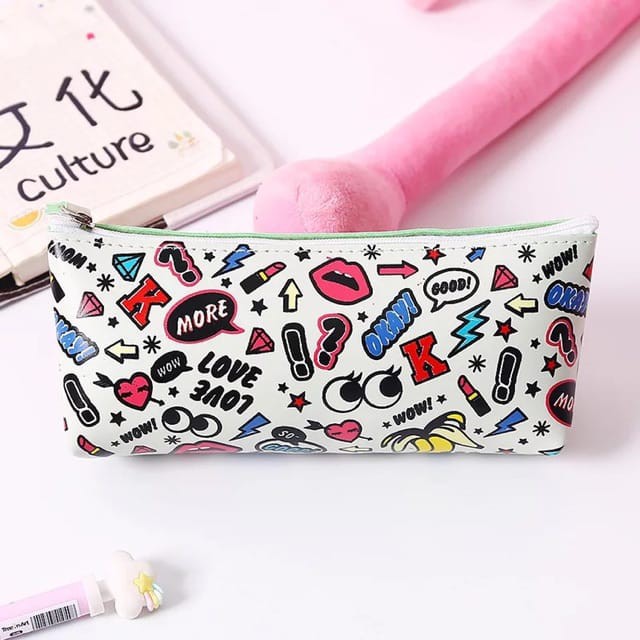 Tempat pensil kain tempat stationary tempat bulpen/pena Pencil case