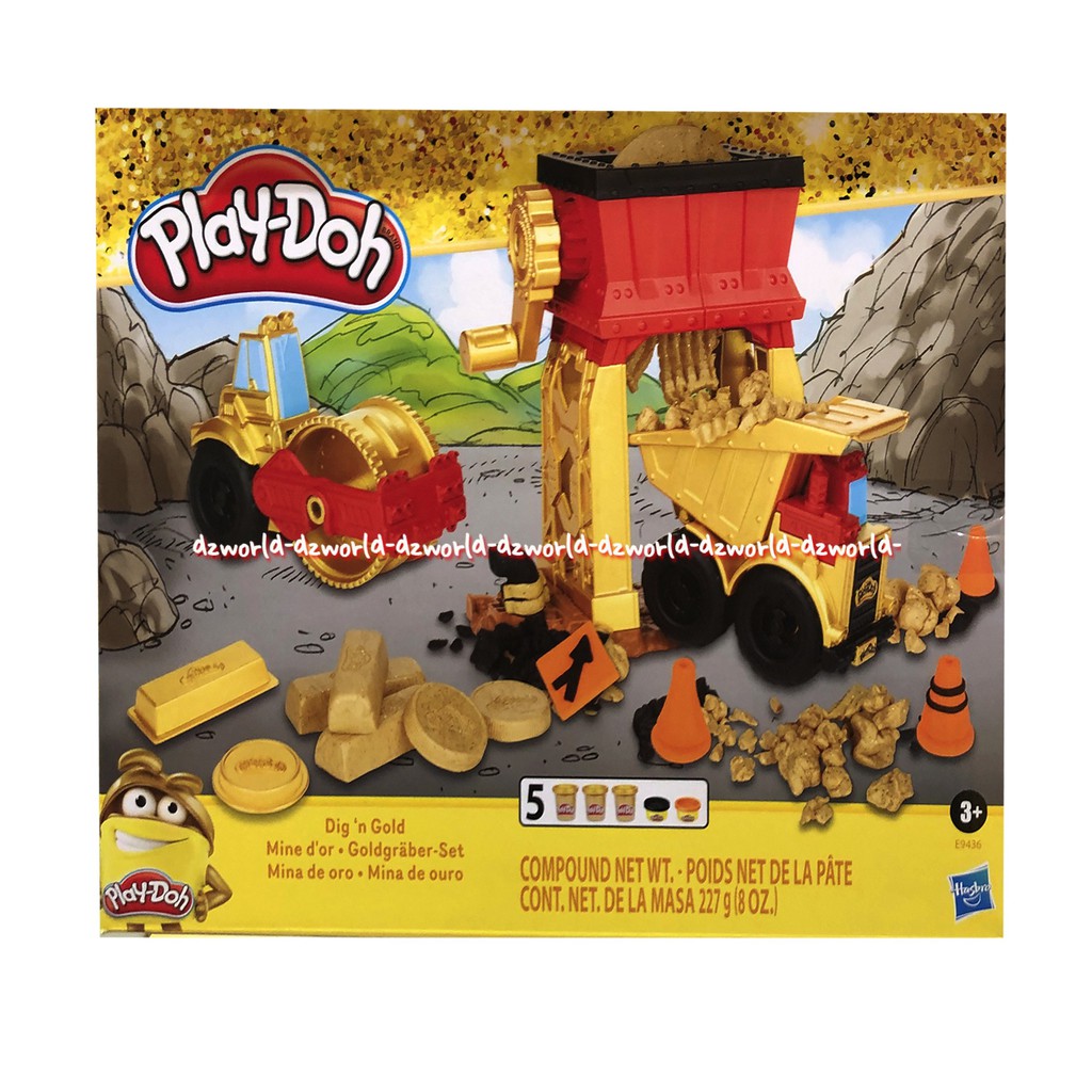 Play-Doh Dig N Gold Mainan Lilin Playdoh Tambang Emas Dengan Truck Field Truk Play doh