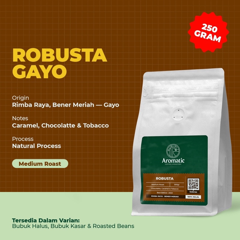 Jual Aromatic Coffee Kopi Aceh Robusta Gayo 250 Gram Bijibubuk Shopee Indonesia 8188