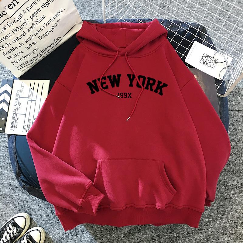 Sweater Hoodie Motif  NEW YORK Bahan Fleece Tebal Premium Pria Wanita