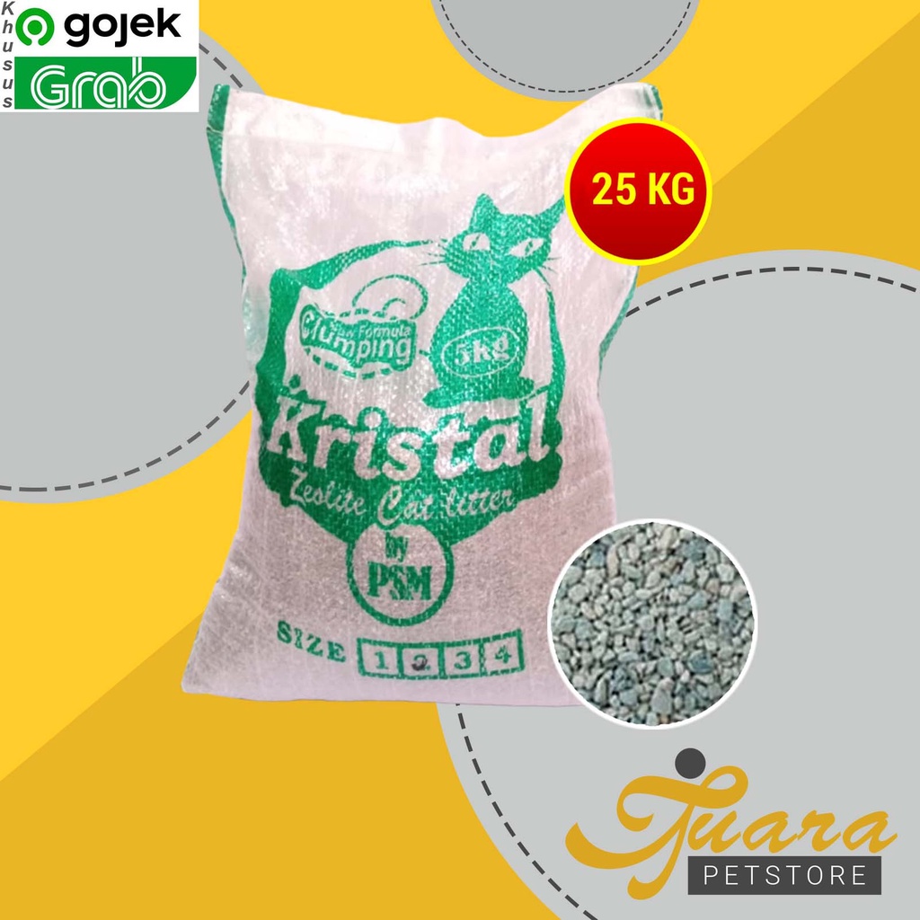 [GOJEK] Pasir Kucing Zeolit /Cat Sand Zeloit Zeolite 25 Kg Tidak Gumpal Wangi Untuk pup merk kristal