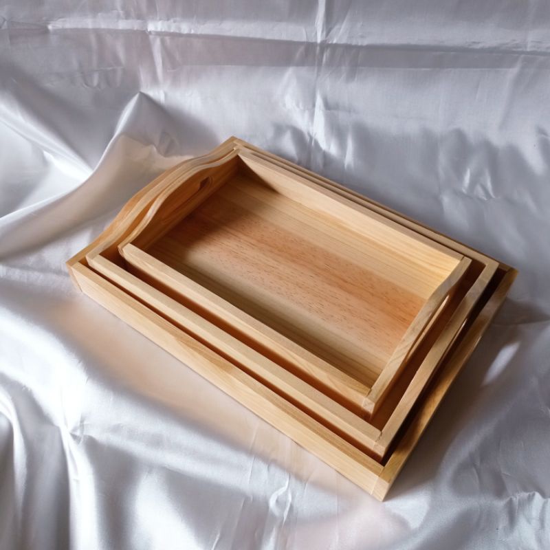 Nampan Kayu Pinus / Tray / Baki Kayu Pinus / Tempat Seserahan Aesthetic