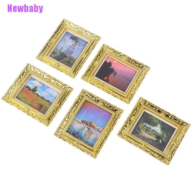 (Newbaby) Miniatur Frame Minyak Antik Skala 1: 12 Untuk Dekorasi Rumah Boneka
