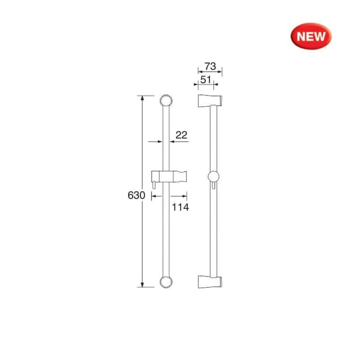 SHOWER TIANG SLIDE BAR dengan SHOWER SET SAN EI PW 500S