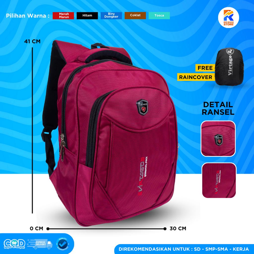 (PROMO) Tas Ransel Sekolah Virtago / Tas Ransel Kerja Virtago Unisex / Tas Ransel SD-SMP-SMA-KERJA