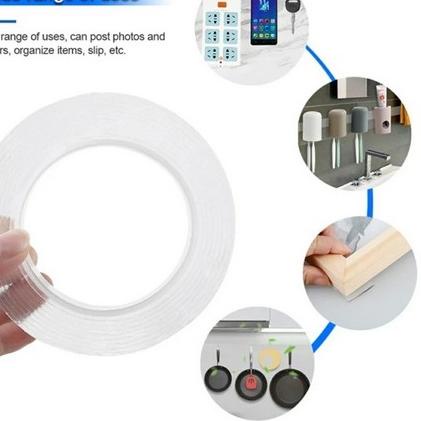 

〽️MURAH LEBAY〽️ Nano Tape Reuseable Doubletape Bening Transparan 1M 2M 3M 5M Tebal 2MM / 1MM Lebar 3
