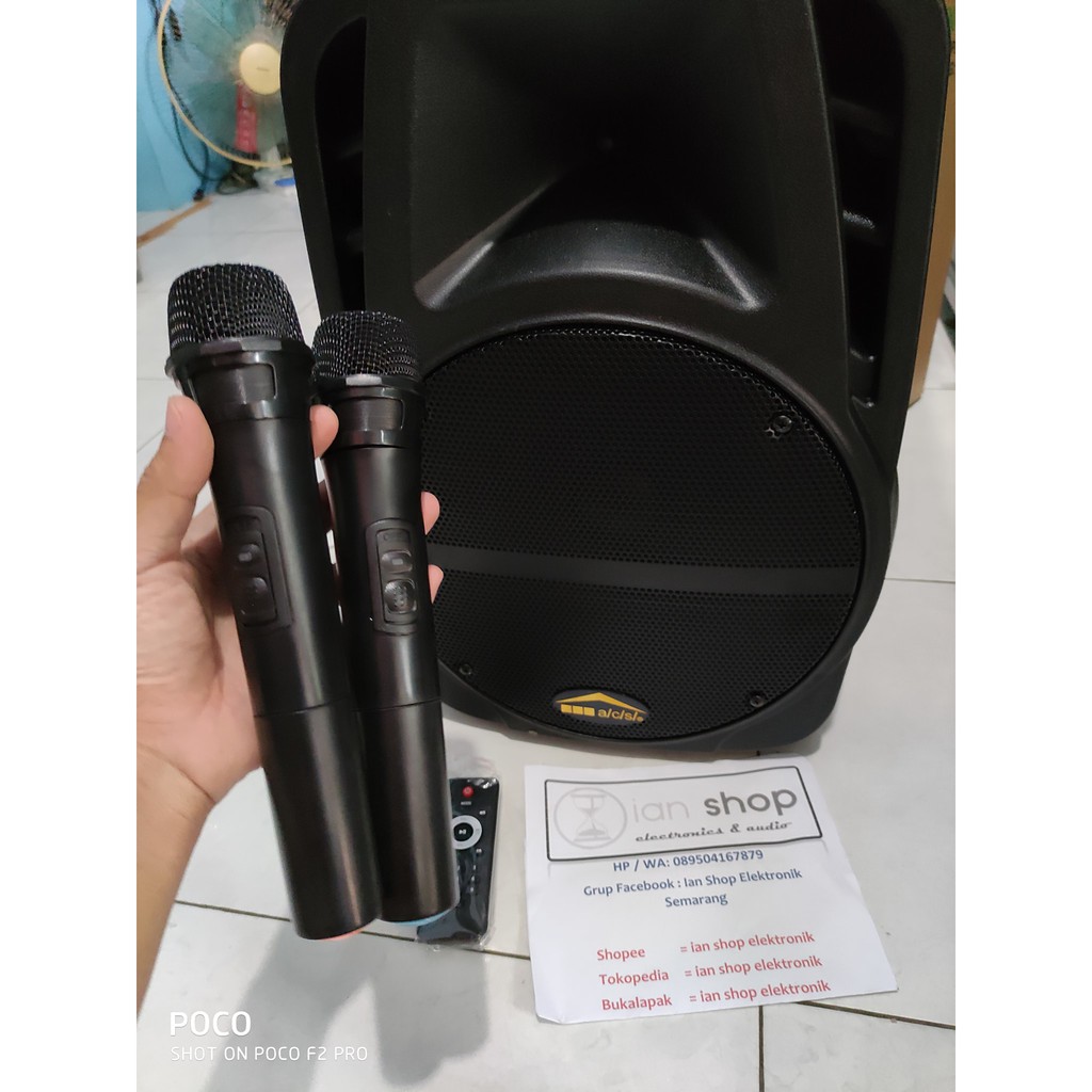 Speaker Aktif Portable ACS 1218-1 12 inchi plus 2 Mic Genggam USB