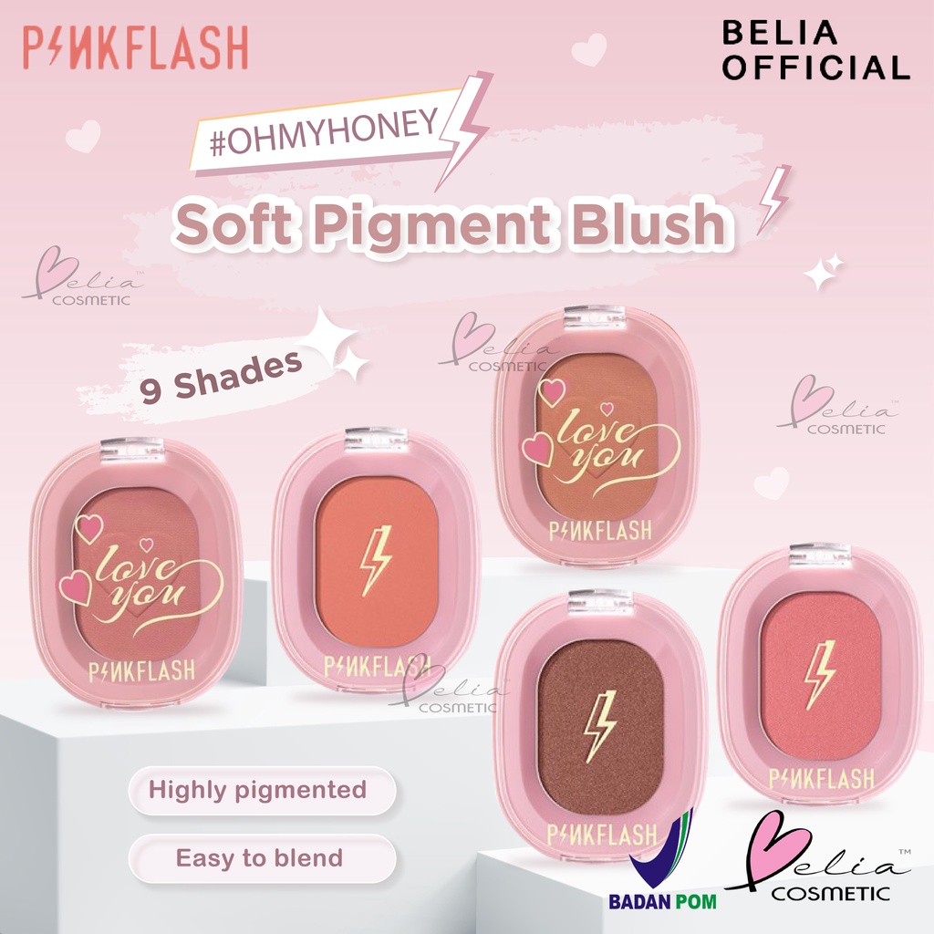 ❤ BELIA ❤ PINKFLASH Soft Pigment Blush | Blush On | Pink Flash (✔BPOM) PF-F01