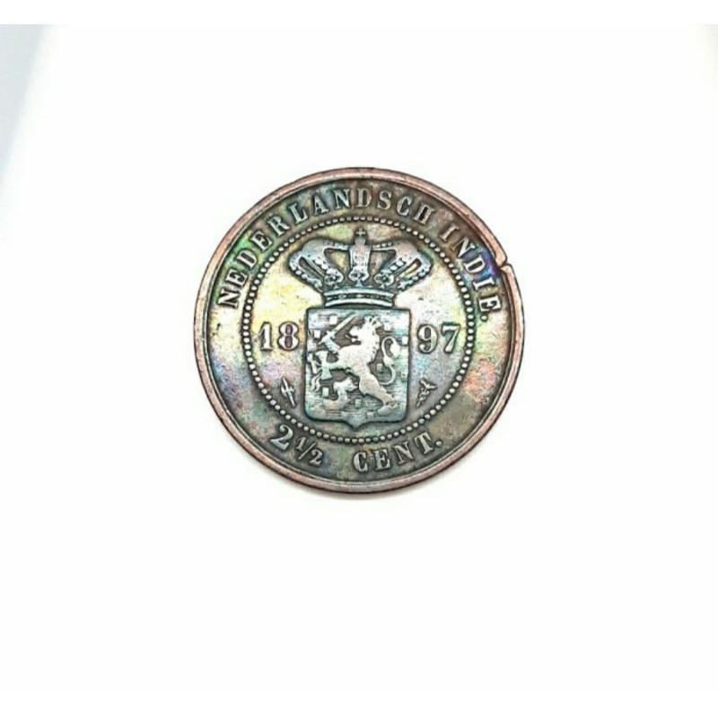 Uang Koin Kuno Nederlandsch Indie 2.5 Cent 1897