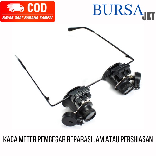 KACAMATA PEMBESAR REPARASI JAM PERHIASAN 20X ZOOM LAMPU LED SERVISE