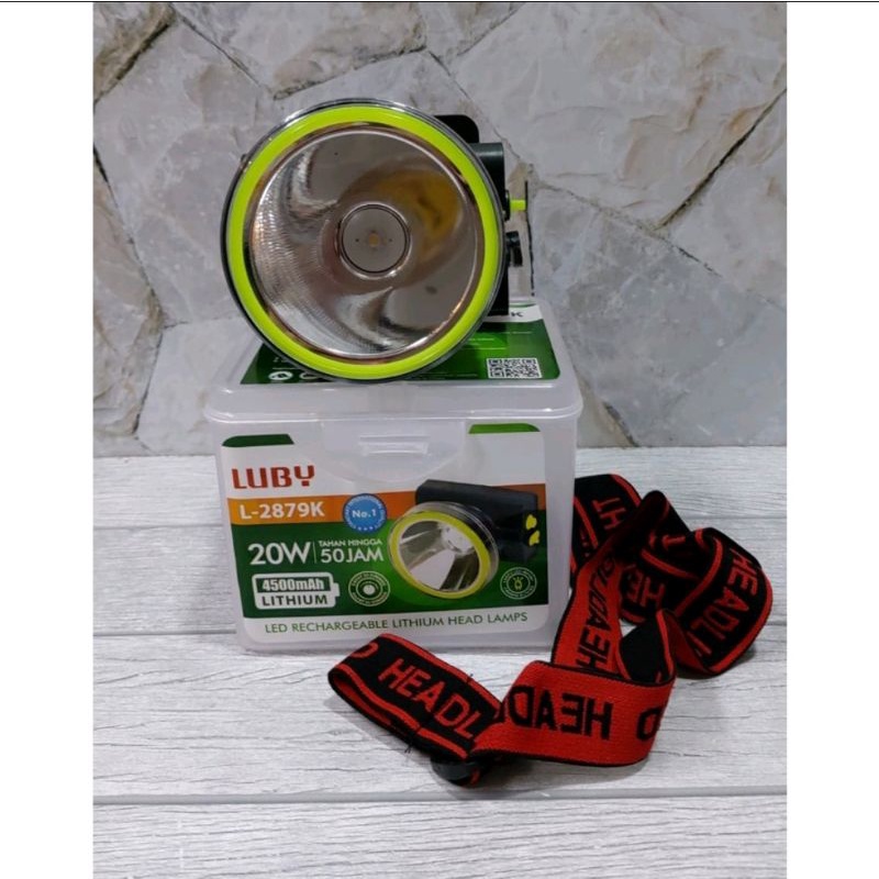 Senter Kepala 20 Watt Luby L-2879K/Cahaya kuning/Tahan 50 jam