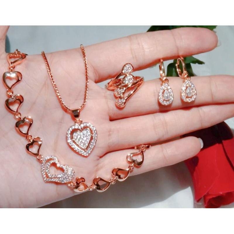 set kalung  xuping liontin  love lapis emas