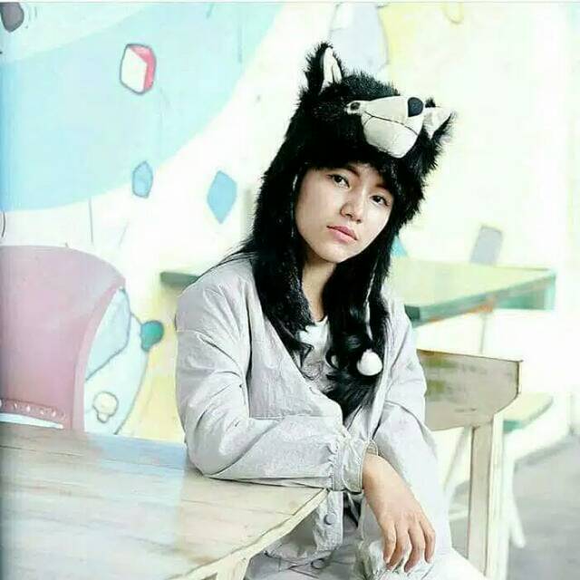 Animal hat topi serigala hitam