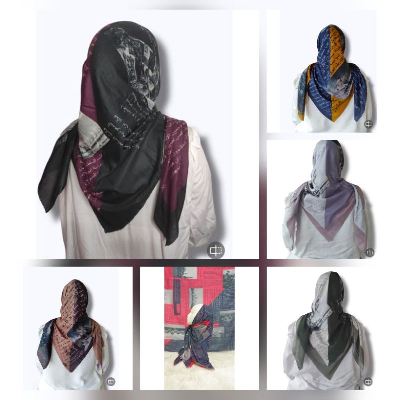 KERUDUNG SEGI EMPAT MOTIF KORAN ARAB SERIES/HIJAB VOAL PREMIUM/JILBAB