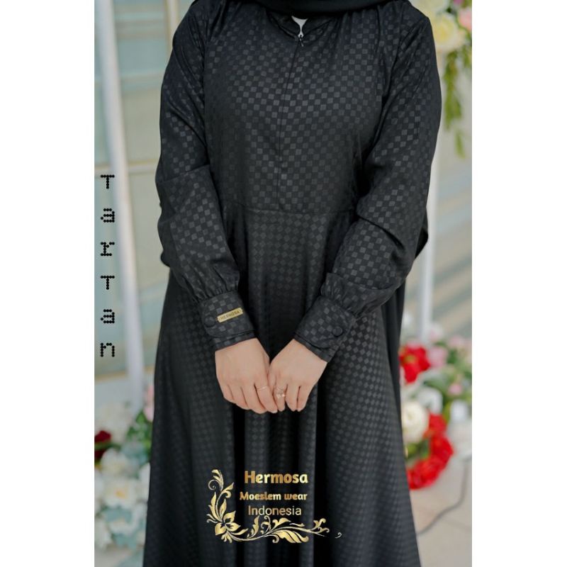 GAMIS SYAR'I HERMOSA ORIGINAL Embos Wolfis Tartan Hitam